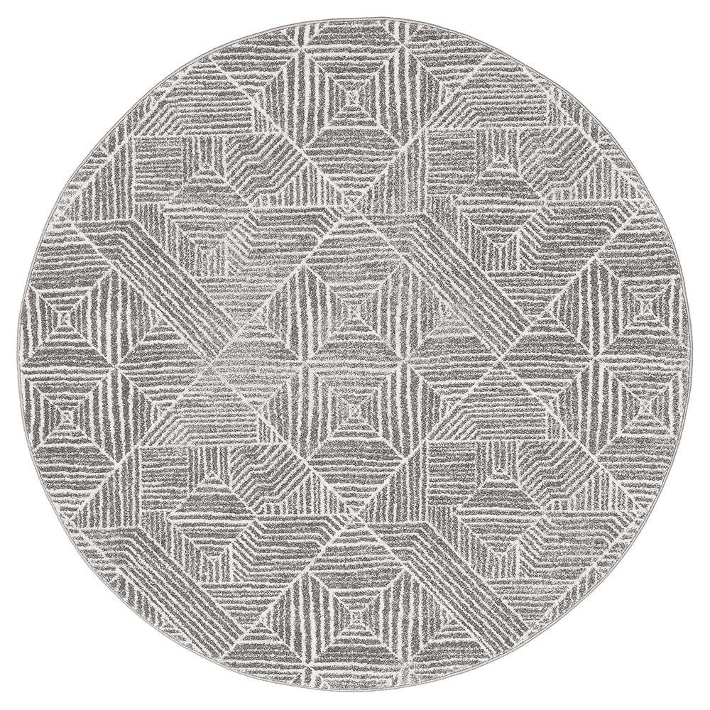 Paradise Contemporary Silver Round Transitional Rug – Lost Design Society